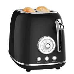 JS GOURMET - Extra-Large 2-Slice Retro Toaster, 6 Browning Levels, 825 Watts In Black