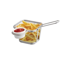 JS GOURMET - 2 Piece Fry Holder Set With Condiment Bowl, Stainless Steel