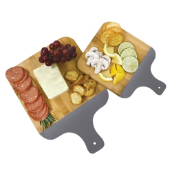 JS GOURMET - Set Of 2 Bamboo Serving And Cutting Boards With Handle In Gray