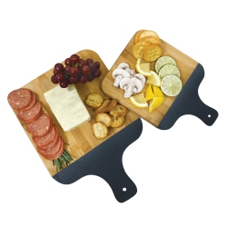 JS GOURMET - Set Of 2 Bamboo Serving And Cutting Boards With Handle In Black