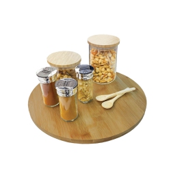 JS GOURMET - Bamboo Lazy Susan Turntable Tray, 14" Diameter