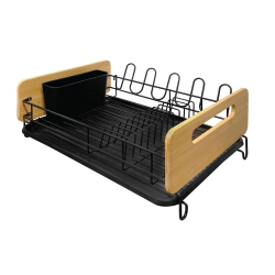 JS GOURMET - Dish Drainer With Plastic Tray And Cutlery Holder In Black