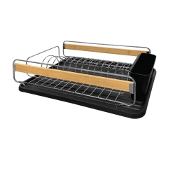 JS GOURMET - Dish Drainer With Plastic Tray And Cutlery Holder In Black