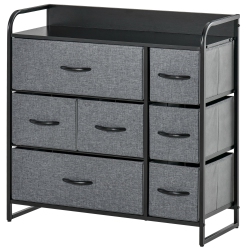 HOMCOM 7-Drawer Dresser, Fabric Chest Of Drawers, 3-Tier Storage Tower With Steel Frame And Wooden Top for Bedroom, Nursery Room In Black