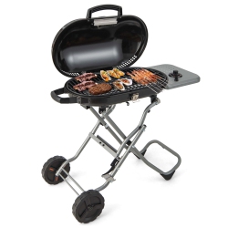 COSTWAY Portable Propane Grill Folding Gas Grill Griddle With Wheels & Side Shelf