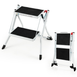 COSTWAY 2 Step Ladder Folding Step Stool 330Lbs Capacity With Anti-Slip Pedal & Handle