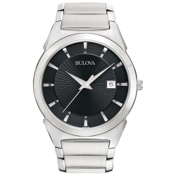 BULOVA Mens Classic Quartz Watch 38MM Silver-Tone Stainless Steel Case And Bracelet With Dial (96B149) In Black