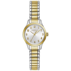 CARAVELLE Ladies Traditional Quartz Watch 24MM Two-Tone Stainless Steel Case And Expansion With Silver-White Dial (45L177) In Multicolor