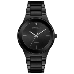 CARAVELLE Mens Modern Quartz Watch 40MM Stainless Steel Case And Bracelet With Dial (45D108) In Black