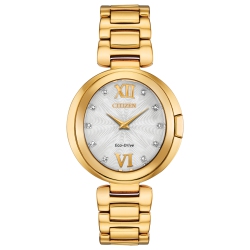 CITIZEN Ladies Capella Eco-Drive Watch 34MM Gold-Tone Stainless Steel Case And Bracelet With Silver-White Dial (Ex1512-53A) In Multicolor