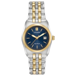 CITIZEN Ladies Corso Eco-Drive Watch 28MM Two-Tone Stainless Steel Case And Bracelet With Dial (Ew2294-53L) In Blue