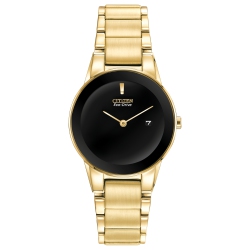 CITIZEN Ladies Axiom Eco-Drive Watch 30MM Gold-Tone Stainless Steel Case And Bracelet With Dial (Ga1052-55E) In Black