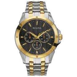BULOVA Mens Classic Quartz Watch 43MM Two-Tone Stainless Steel Case And Bracelet With Dial (98C120) In Black