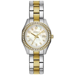 CARAVELLE Ladies Sport Quartz Watch 28MM Two-Tone Stainless Steel Case And Bracelet With Dial (45M113) In White