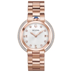 BULOVA Ladies Rubaiyat Quartz Watch 35MM Rose Gold-Tone Stainless Steel Case And Bracelet With Silver-White Dial (98R248) In Multicolor