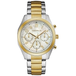 CARAVELLE Ladies Sport Quartz Watch 36MM Two-Tone Stainless Steel Case And Bracelet With Dial (45L169) In White
