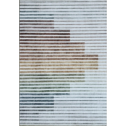RUG BRANCH Eclipse Colorful Striped Rainbow Beige Indoor Area Rug In White