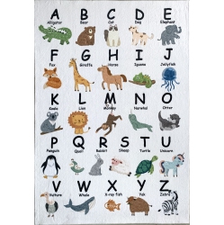 RUG BRANCH Kids Soft Steps Playtime Alphabet Animals Beige Indoor Soft Area Rug In White