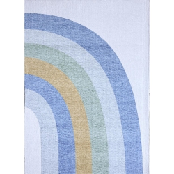 RUG BRANCH Kids Soft Steps Playtime Rainbow Ivory Soft Indoor Area Rug In Light Blue