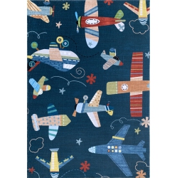 RUG BRANCH Kids Airplane Soft Playmat Cream Indoor Soft Area Rug