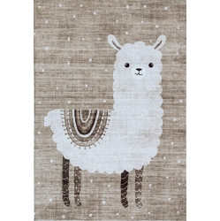 RUG BRANCH Kids Soft Steps Playtime Llama Beige Indoor Soft Area Rug In Brown