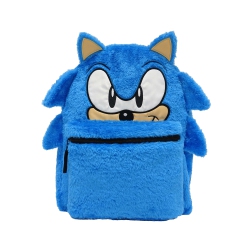 BIOWORLD Sonic The Hedgehog Sonic Kanji Reversible 16" Fuzzy Backpack With Ears
