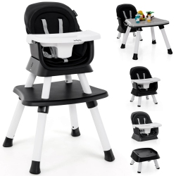 COSTWAY 6-In-1 Baby High Chair Convertible Dining Booster Seat With Removable Tray