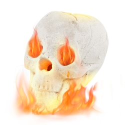 COSTWAY Ceramic Fireproof Fire Pit Skull, Reusable Imitated Human Skull for Gas