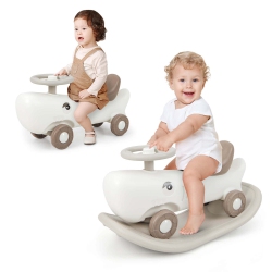 COSTWAY Convertible Rocking Horse & Sliding Car With Detachable Balance Board Dark