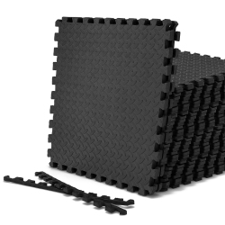 COSTWAY 36 Tiles 1/2" Puzzle Floor Exercise Mat Interlocking Anti-Slip Eva Foam In Black