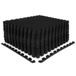 COSTWAY 24 Tiles 1/2" Puzzle Floor Exercise Mat Interlocking Anti-Slip Eva Foam In Black