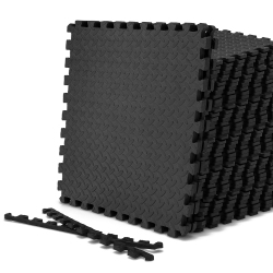 COSTWAY 48 Tiles 1/2" Puzzle Floor Exercise Mat Interlocking Anti-Slip Eva Foam In Black