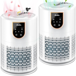 AIRCILLIN 2 Pack Air Purifiers for Home Bedroom, H13 True Hepa Filter Air Cleaner Remove 99.97% 0.3 Micron Particles/smoke/pet Dander/pollen/odor/for