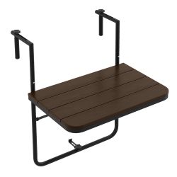 COSTWAY Folding Hanging Table Outdoor Railing Table With 3-Level Adjustable Height