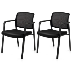 COSTWAY Conference Chairs Set Of 2 Stackable Office Guest Mesh Chairs for Waiting Room