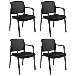COSTWAY Conference Chairs Set Of 4 Stackable Office Guest Mesh Chairs for Waiting Room