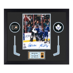 AJ SPORTS Felix Potvin & Ron Hextall Dual Signed Goalie Fight 24X28 Frame