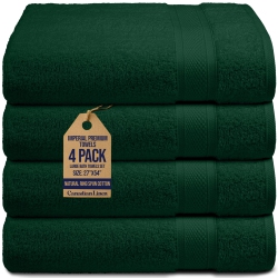 CANADIAN LINEN Imperial Large Bath Towels Set, 27”X54” 4 Pack, Soft Absorbent Cotton Lightweight Quick Dry Towel for Home Spa Hair Salon, Hunter