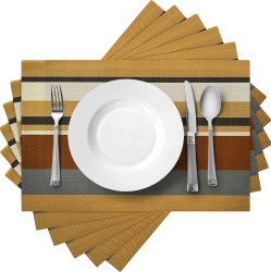 CANADIAN LINEN Place Mats 9"x 6.5" Heat Resistant Easy to Clean Non Slip Waterproof Stain Resistant Placemat for Dining Table Set Of 6PCs, Multi