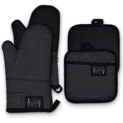 CANADIAN LINEN Oven Mitt, 180°C Heat Resistant Cotton Non Slip Grip Cotton Terrycloth Oven Mitt for Kitchen Cooking Baking Bbq Grilling Contrast