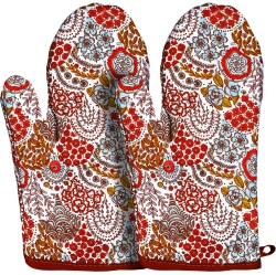 CANADIAN LINEN Oven Mitts, 180°C Heat Resistant Cotton Non Slip Grip Machine Washable Oven Mitts for Baking Microwave Kitchen Cooking Printed