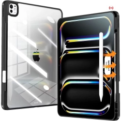 GENER 2024 Ipad Pro 13 Inch Case M4 With Pencil Holder | Non-Yellowing, Slim & Hard Back, Ultra-Thin Cover - In Black