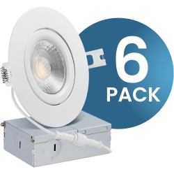 STRAK Led 4-Inch Gimbal Recessed Slim Pot Lights \w Junction Box, Dimmable 9W 850Lm, Damp Rated Led Ceiling Downlight, 5Cct