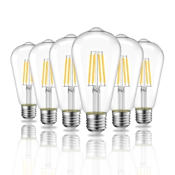 STRAK Dimmable St64 Led Light Bulbs 6.5W 2700K Warm At 700Lm, 90+ Cri Clear Glass Antique Vintage Style Bulb, Edison E26 Medium Base Filament Bulb