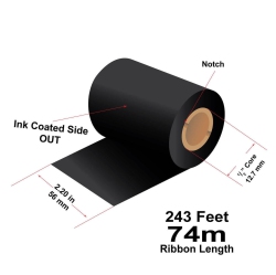 LABELJET 2.2"x 243Ft / 56MM X 74M Ljm238 Wax/resin Thermal Transfer Ribbon for 2-Inch Desktop Printers 12/roll In Black
