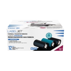LABELJET 4.33" X 1476Ft / 110MM X 450M Ljw121 Wax Ribbon for Zebra Industrial Printers 12/rolls In Black
