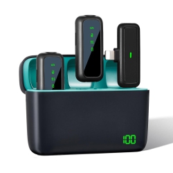 SENSEI PHOTO Wireless Microphone Bundle for Iphone With 2 Mini Mics 1 Receptor & Charging Base Great Lavalier Mic for Tiktok Podcast Video