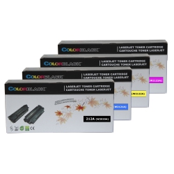 COLORBLACK Premium Remanufactured Set Of 4 Colors Toner Cartridg (Reused Oem Chip) for HP 212A (W2120A W2121A W2122A W2123A)