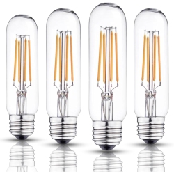 STRAK Led T10 Dimmable Filament Bulb, 4W (40W Equivalent) 400 Lumens, E26 Tubular Vintage Bulb, 3000K Soft White, Edison E26 Base Cul/ul Certified