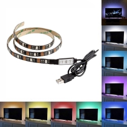 KUNOVA (Tm) 1 Meter 3Ft 3 Feet Bias Led Lighting 5V USB Powered Led Strip Multi Color RGB Light for Flat Screen Tv Lcd, Desktop PC Monitor, Home